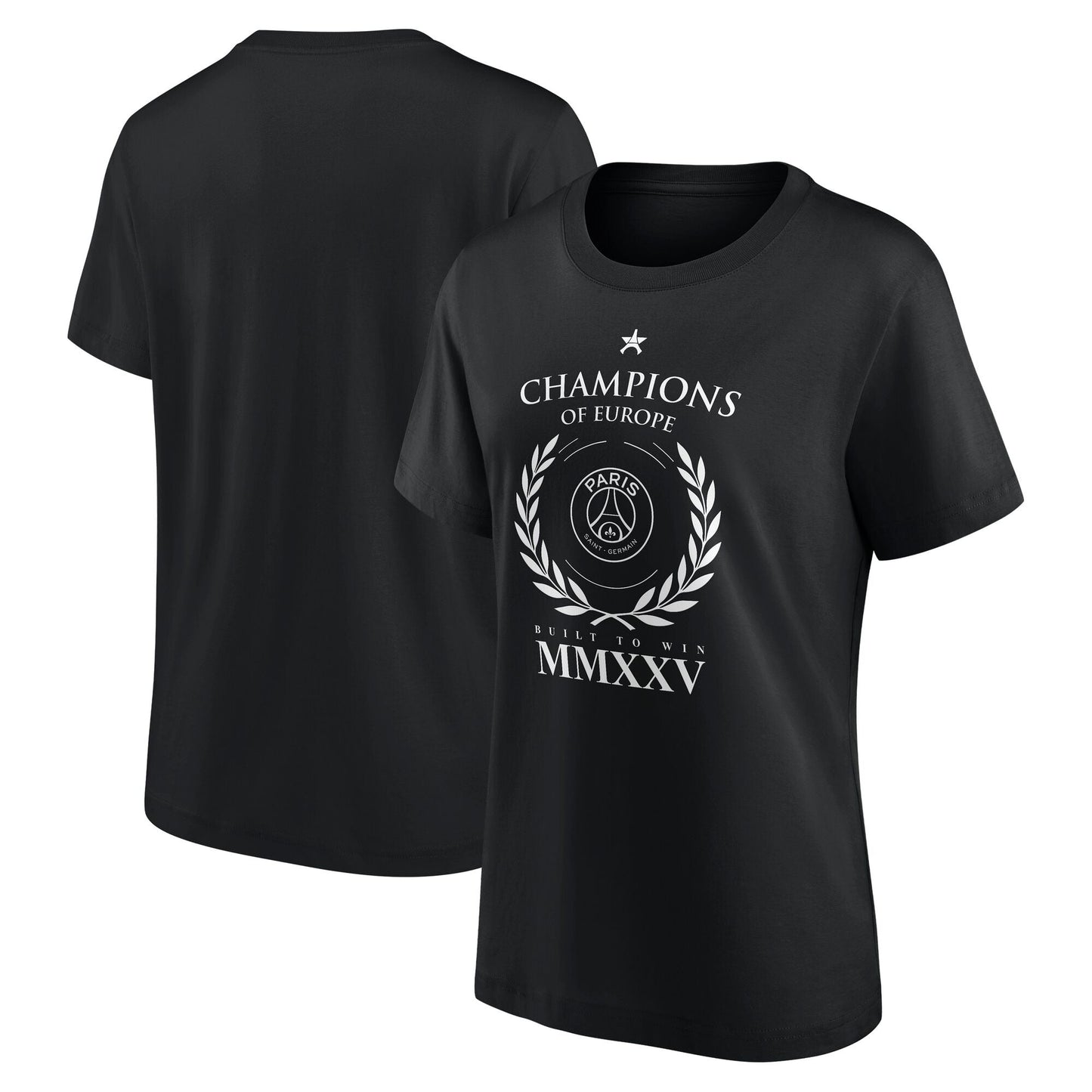 PSG European Champions Numerals Graphic T-Shirt - Black - Mens