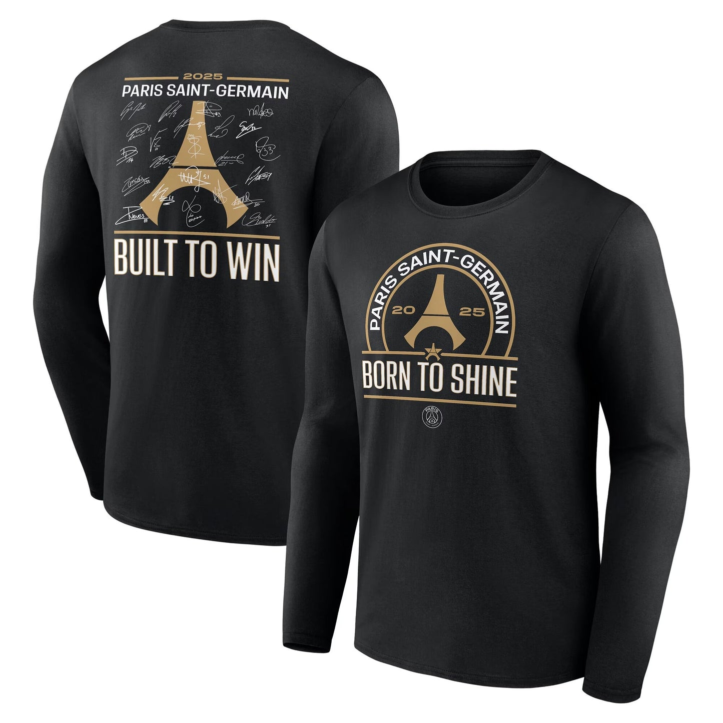 PSG European Champions Signature Roster Graphic Long Sleeve T-Shirt - Black - Mens